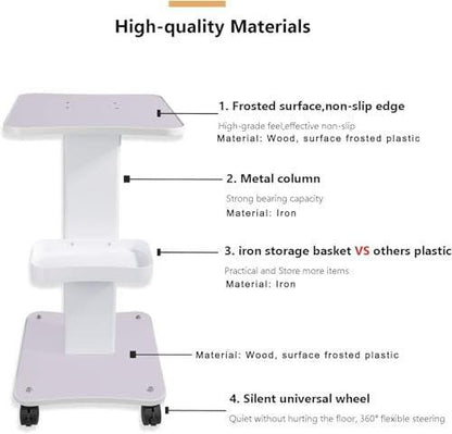 HUOXOU Ästhetik-Wagen – Rollbarer Beauty-Salon-Trolley mit Rädern, Belastbarkeit 220 lbs, Weiß