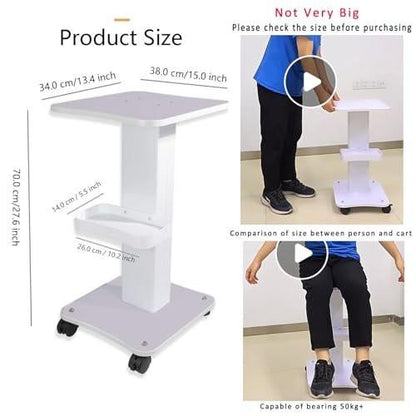 HUOXOU Ästhetik-Wagen – Rollbarer Beauty-Salon-Trolley mit Rädern, Belastbarkeit 220 lbs, Weiß