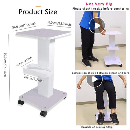 HUOXOU Ästhetik-Wagen – Rollbarer Beauty-Salon-Trolley mit Rädern, Belastbarkeit 220 lbs, Weiß
