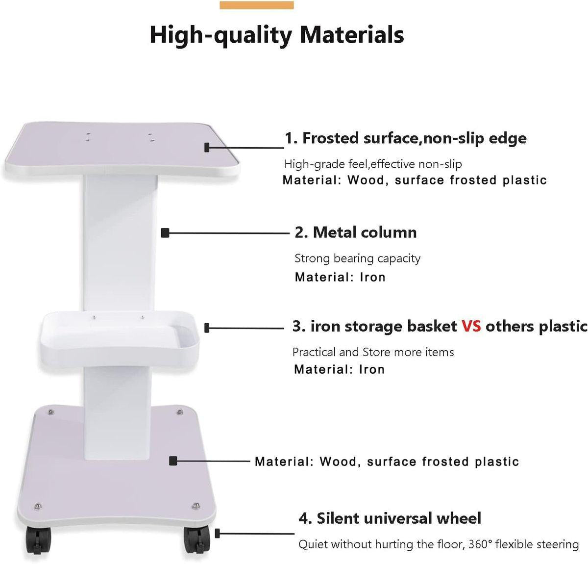 HUOXOU Ästhetik-Wagen – Rollbarer Beauty-Salon-Trolley mit Rädern, Belastbarkeit 220 lbs, Weiß