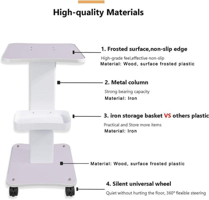 HUOXOU Ästhetik-Wagen – Rollbarer Beauty-Salon-Trolley mit Rädern, Belastbarkeit 220 lbs, Weiß