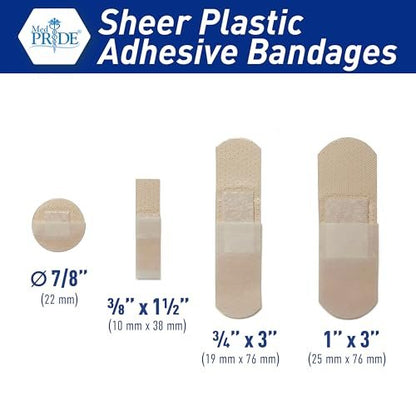 MED PRIVE Junior Strip Verbände für Finger, 100 Stück, 3/8 Zoll x 1,5 Zoll, hypoallergen, latexfrei, nicht haftendes Pad