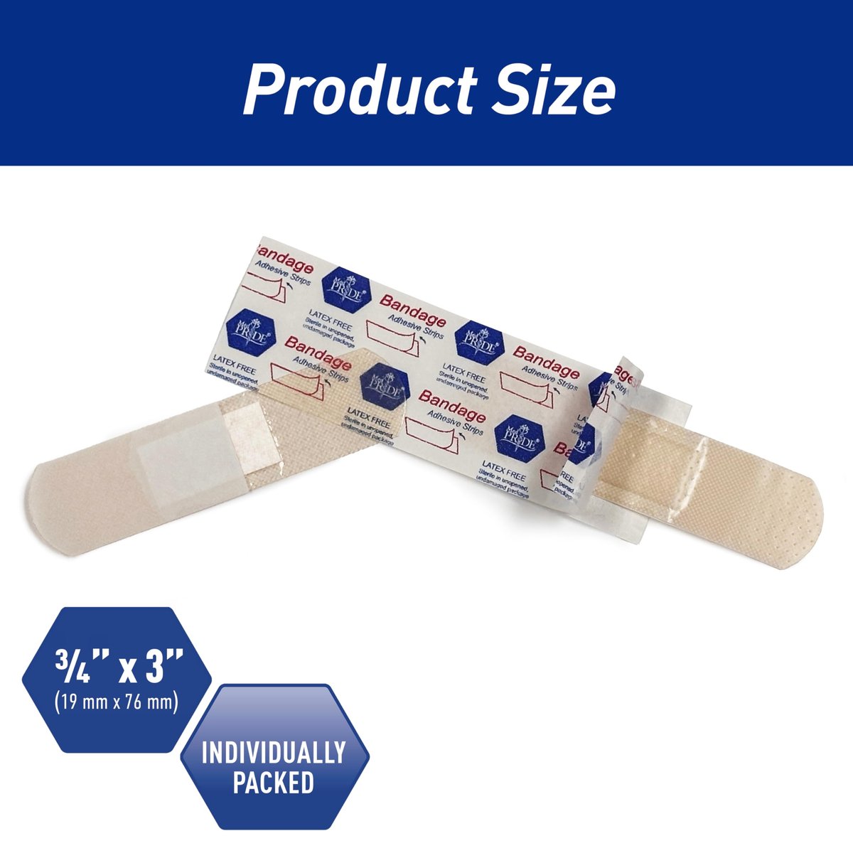 MED PRIDE Sheer-Pflaster, Latexfrei, für empfindliche Haut, steril, nicht haftendes Pad, hypoallergen, haftende Erste-Hilfe-Streifen, 100 Stück (1,9 cm x 7,6 cm)
