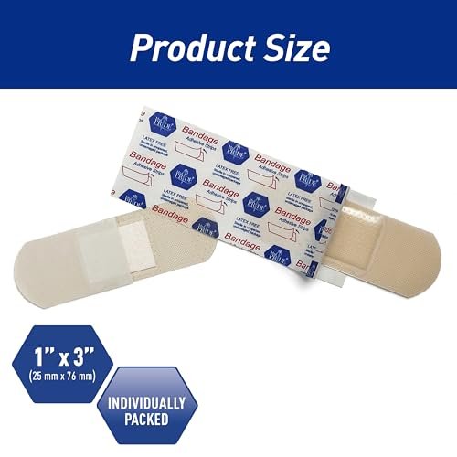 MED PRIDE Durchsichtige Pflaster, Latexfrei für Empfindliche Haut, Sterile Kunststoffstreifen mit Saugkompresse, Hypoallergener Kleber, 100 Stück (1" x 3")