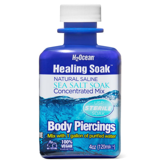 H2Ocean Healing Soak Piercing & Wound Sea Salt Bath – Meeressalzlösung für Piercing- und Wundpflege – Beruhigende Nachsorge für Körperpiercings – 118 ml