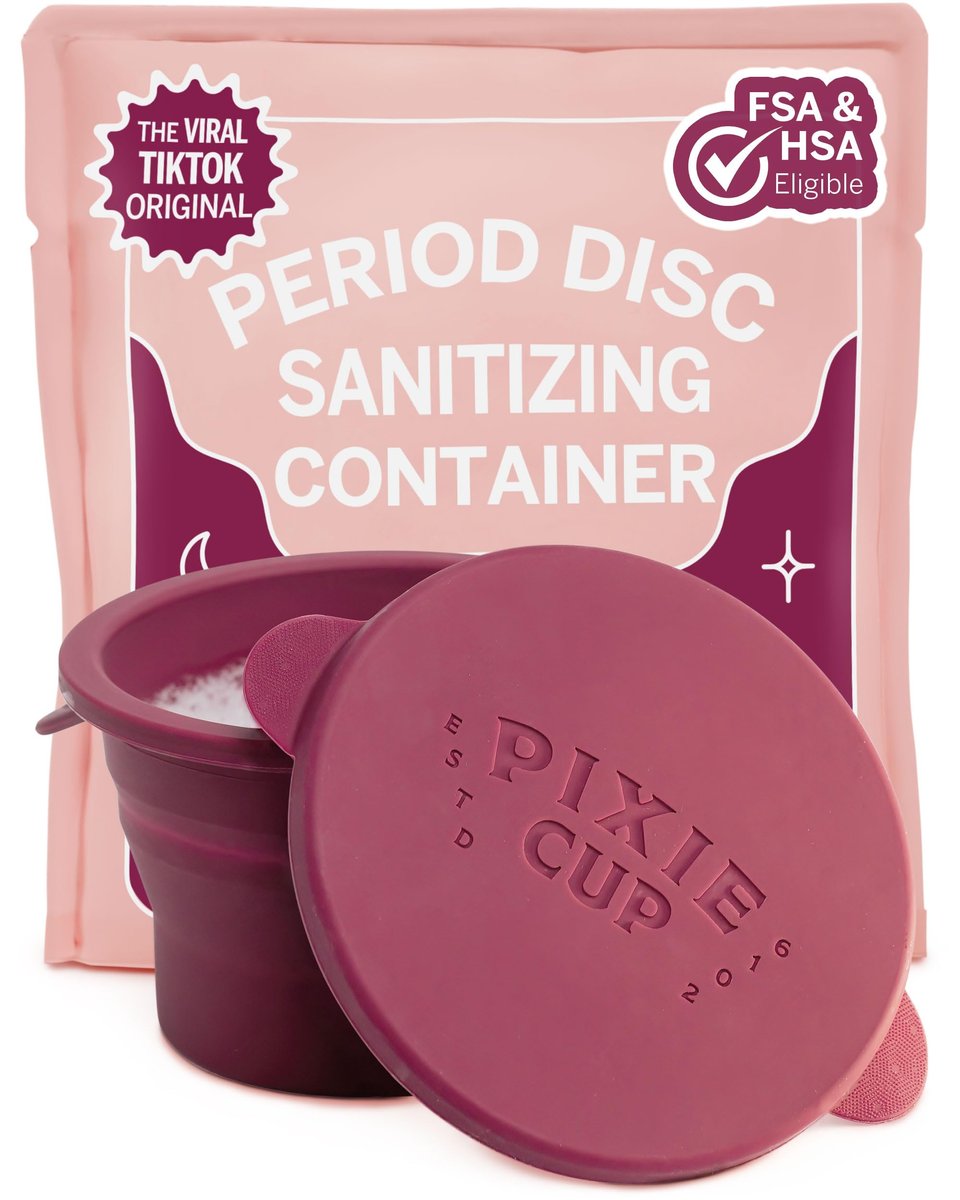 Pixie Menstruationsbecher Sterilisator Kompakt – Zusammenklappbarer Reinigungsbehälter für Menstruationstassen & -scheiben – Mikrowellengeeignet – Wiederverwendbar – Für öffentliche Toiletten, Camping & Wohnheime – Farbe: Pflaume