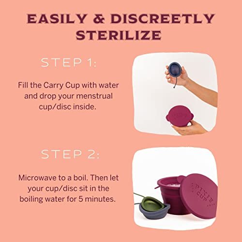 Pixie Menstruationsbecher Sterilisator Kompakt – Zusammenklappbarer Reinigungsbehälter für Menstruationstassen & -scheiben – Mikrowellengeeignet – Wiederverwendbar – Für öffentliche Toiletten, Camping & Wohnheime – Farbe: Pflaume