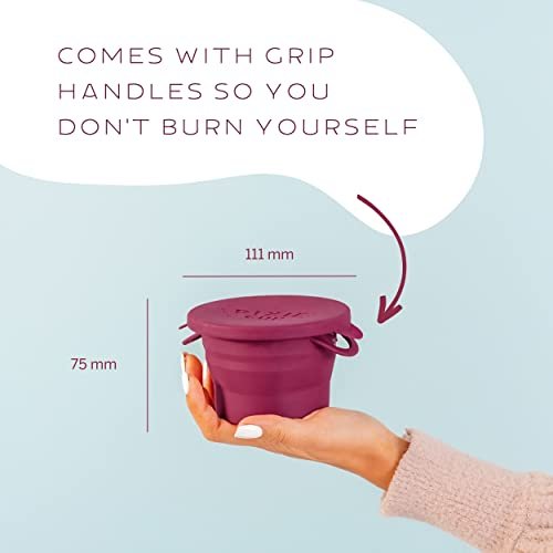 Pixie Menstruationsbecher Sterilisator Kompakt – Zusammenklappbarer Reinigungsbehälter für Menstruationstassen & -scheiben – Mikrowellengeeignet – Wiederverwendbar – Für öffentliche Toiletten, Camping & Wohnheime – Farbe: Pflaume