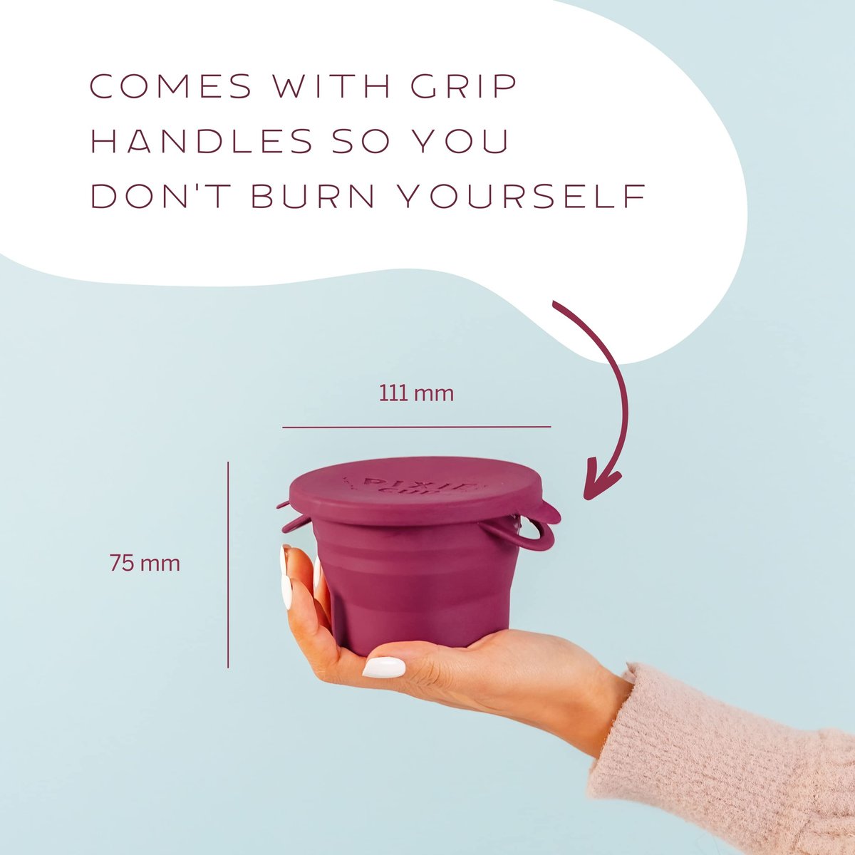 Pixie Menstruationsbecher Sterilisator Kompakt – Zusammenklappbarer Reinigungsbehälter für Menstruationstassen & -scheiben – Mikrowellengeeignet – Wiederverwendbar – Für öffentliche Toiletten, Camping & Wohnheime – Farbe: Pflaume