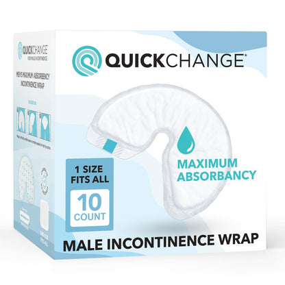 QuickChange Männer Inkontinenz-Wrap, maximale Saugfähigkeit, Faltpad für Männer mit eingeschränkter Mobilität, passend in Windeln oder Slips (10er Probepackung)