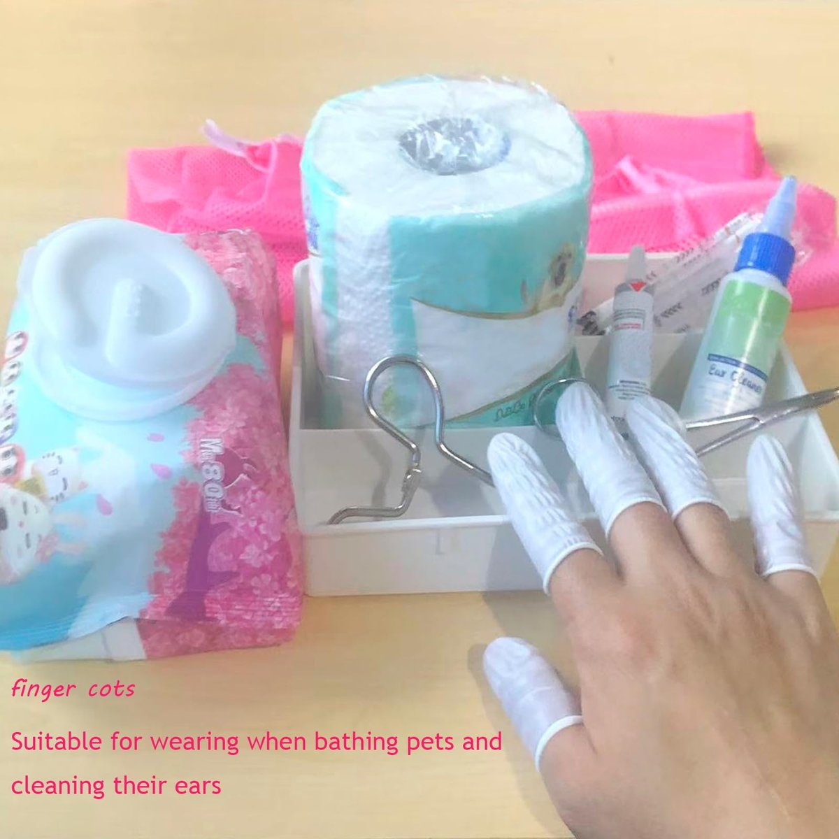 CONOVOZON Große Nitril-Fingerlinge, Einweg, Latexfrei, Puderfrei, 100 Stück (Weiß) – Ideal für Beauty, Maniküre, Massage, Elektronikreparatur