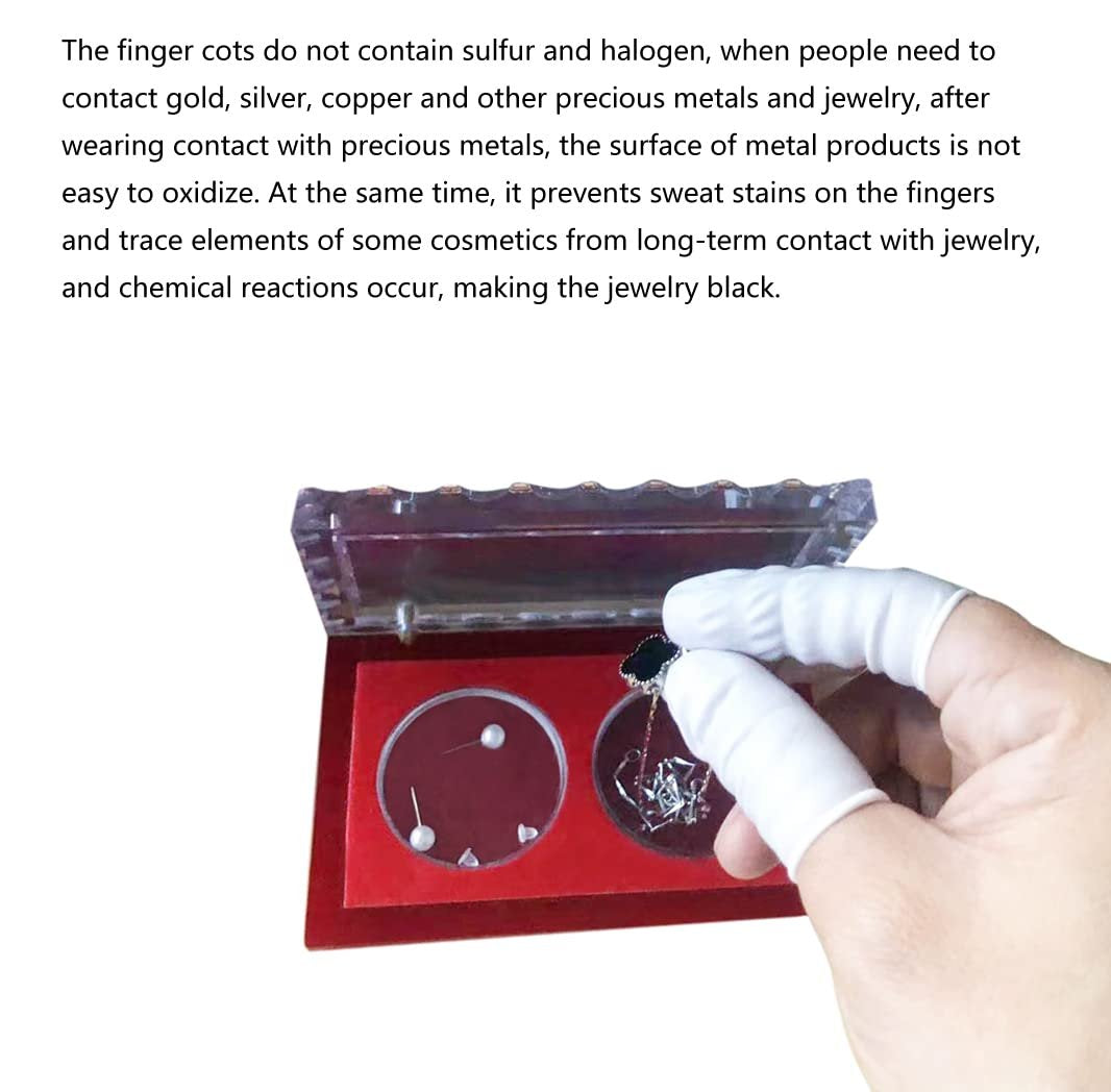 CONOVOZON Große Nitril-Fingerlinge, Einweg, Latexfrei, Puderfrei, 100 Stück (Weiß) – Ideal für Beauty, Maniküre, Massage, Elektronikreparatur