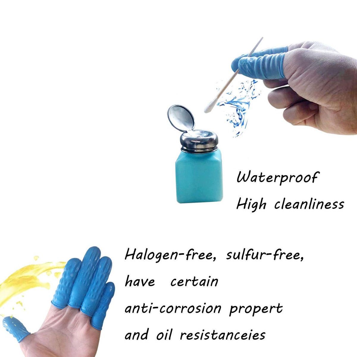 Große Einweg-Nitril-Fingerlinge, allergiefrei, puderfrei, 100 Stück (Blau) – Ideal für Nagelstudio, Massage, Elektronikreparatur