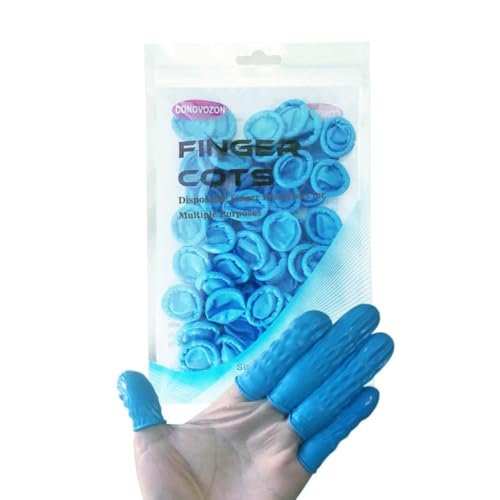Große Einweg-Nitril-Fingerlinge, allergiefrei, puderfrei, 100 Stück (Blau) – Ideal für Nagelstudio, Massage, Elektronikreparatur