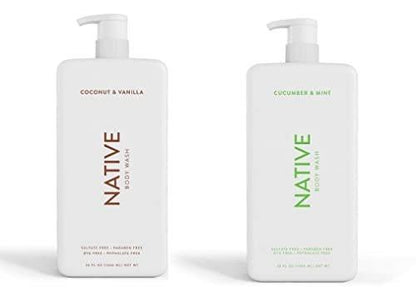 Native Duschgel Coconut & Vanilla, Cucumber & Mint – 36 oz Flasche mit Pumpe – 2er-Pack