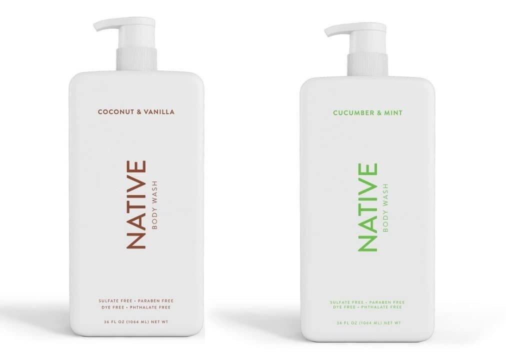 Native Duschgel Coconut & Vanilla, Cucumber & Mint – 36 oz Flasche mit Pumpe – 2er-Pack