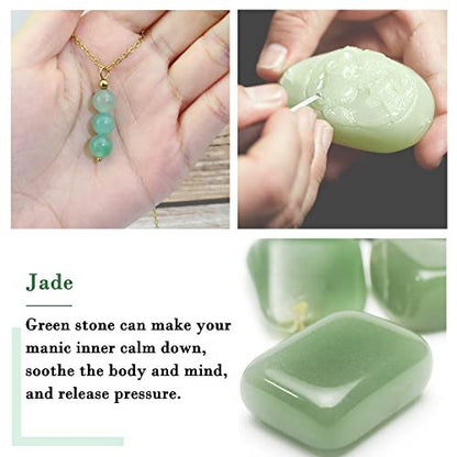 SmileBelle Jade Kette für Damen, Zarte Kristallkette mit Jadeperlen, Grüne Halskette mit Kristall-Anhänger als Geschenk zum Jahrestag oder Geburtstag für Mädchen