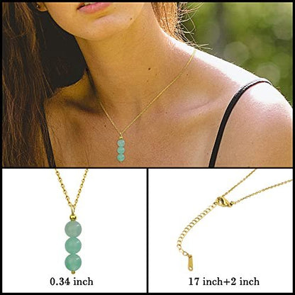 SmileBelle Jade Kette für Damen, Zarte Kristallkette mit Jadeperlen, Grüne Halskette mit Kristall-Anhänger als Geschenk zum Jahrestag oder Geburtstag für Mädchen