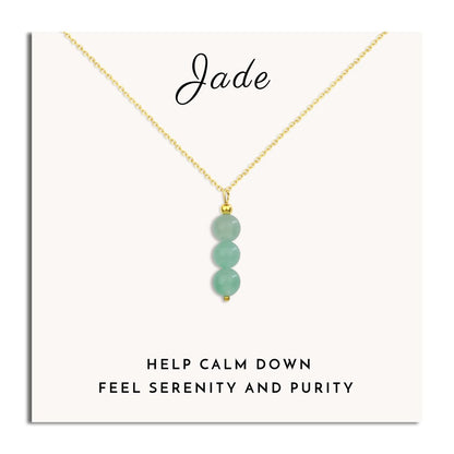 SmileBelle Jade Kette für Damen, Zarte Kristallkette mit Jadeperlen, Grüne Halskette mit Kristall-Anhänger als Geschenk zum Jahrestag oder Geburtstag für Mädchen