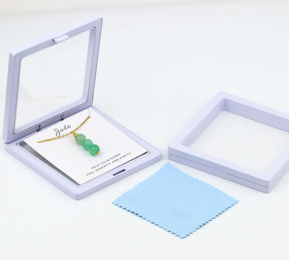 SmileBelle Jade Kette für Damen, Zarte Kristallkette mit Jadeperlen, Grüne Halskette mit Kristall-Anhänger als Geschenk zum Jahrestag oder Geburtstag für Mädchen
