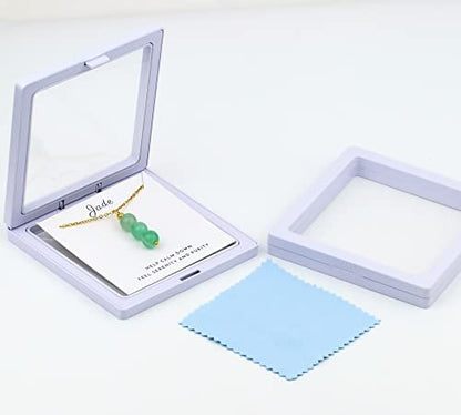 SmileBelle Jade Kette für Damen, Zarte Kristallkette mit Jadeperlen, Grüne Halskette mit Kristall-Anhänger als Geschenk zum Jahrestag oder Geburtstag für Mädchen