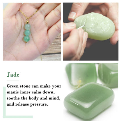 SmileBelle Jade Kette für Damen, Zarte Kristallkette mit Jadeperlen, Grüne Halskette mit Kristall-Anhänger als Geschenk zum Jahrestag oder Geburtstag für Mädchen