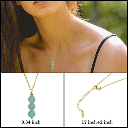 SmileBelle Jade Kette für Damen, Zarte Kristallkette mit Jadeperlen, Grüne Halskette mit Kristall-Anhänger als Geschenk zum Jahrestag oder Geburtstag für Mädchen