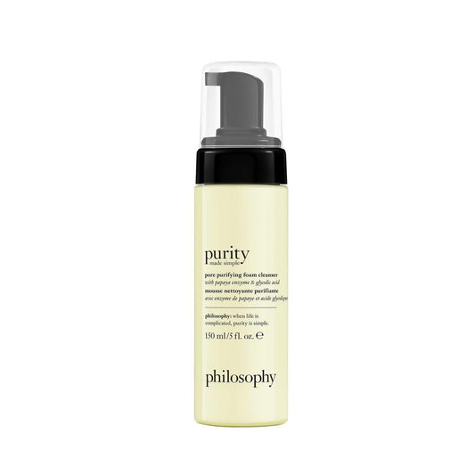 philosophy purity made simple reinigender Gesichtsschaum mit Papaya-Enzym & Glykolsäure – porentiefe Reinigung, 148 ml