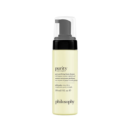 philosophy purity made simple reinigender Gesichtsschaum mit Papaya-Enzym & Glykolsäure – porentiefe Reinigung, 148 ml