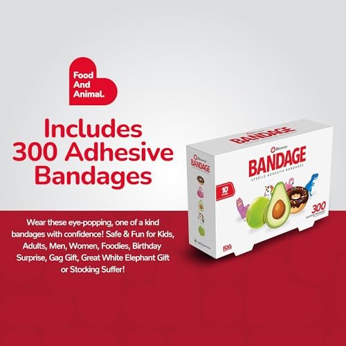 BioSwiss Pflaster-Set - 300 bunte Tier-, Spaß- und Lebensmittel-Formen, selbstklebend, latexfrei, steril