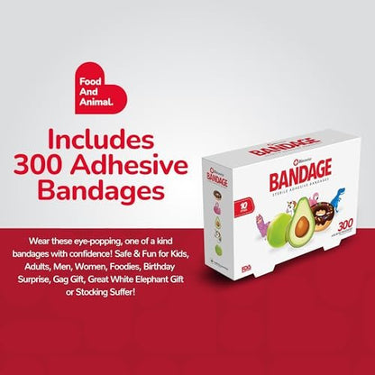 BioSwiss Pflaster-Set - 300 bunte Tier-, Spaß- und Lebensmittel-Formen, selbstklebend, latexfrei, steril