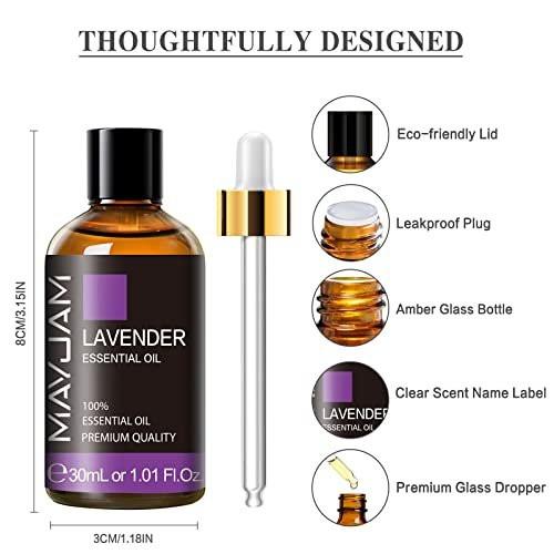 MAYJAM Lavendel Öl 30ml / 1,01 Fl.oz - Reines Aromatherapie Lavendelöl für Massage, Diffuser, Seifenherstellung, langanhaltender Duft