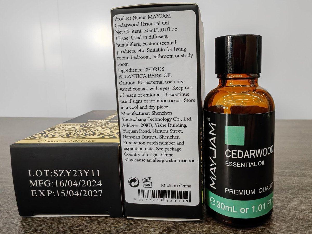 MAYJAM Zedernholz Ätherisches Öl 30ml - Premium Qualität für Massage, Diffuser, Kerzenherstellung & DIY Seife