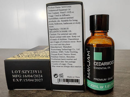 MAYJAM Zedernholz Ätherisches Öl 30ml - Premium Qualität für Massage, Diffuser, Kerzenherstellung & DIY Seife