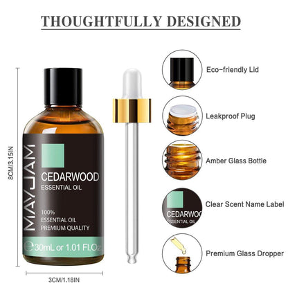 MAYJAM Zedernholz Ätherisches Öl 30ml - Premium Qualität für Massage, Diffuser, Kerzenherstellung & DIY Seife