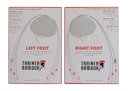 Brit Patch (vormals Trainer Armour) Big Toe Loch Präventivpflaster für Stoffschuhe. Selbstklebende Patches mit cleverem Applikator. Auch für Schuhreparatur (Schwarz, (A) Links & Rechts Fuß - Paar)