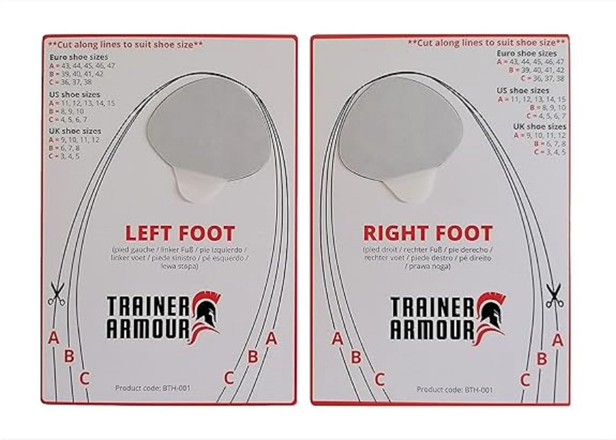 Brit Patch (vormals Trainer Armour) Big Toe Loch Präventivpflaster für Stoffschuhe. Selbstklebende Patches mit cleverem Applikator. Auch für Schuhreparatur (Schwarz, (A) Links & Rechts Fuß - Paar)