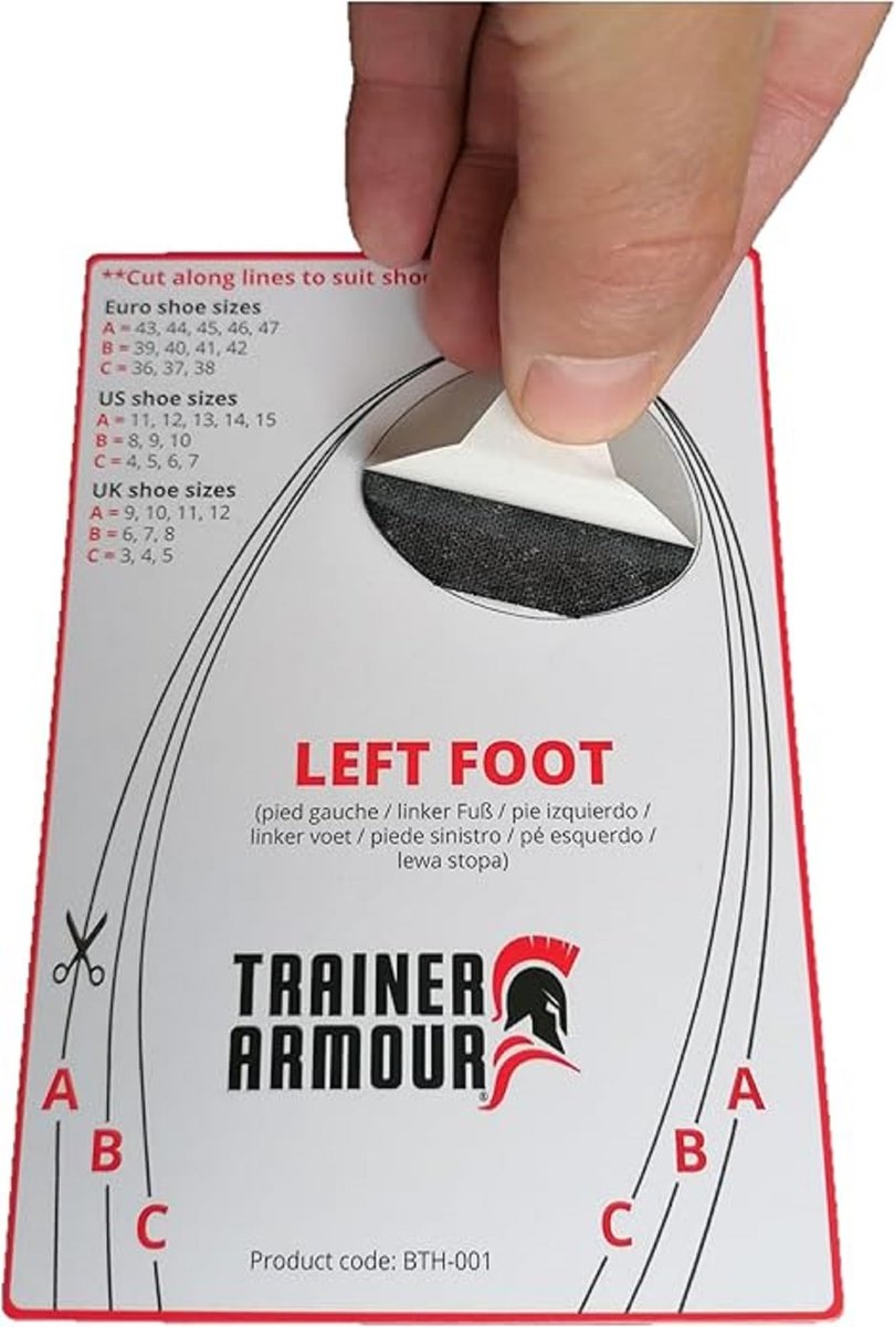 Brit Patch (vormals Trainer Armour) Big Toe Loch Präventivpflaster für Stoffschuhe. Selbstklebende Patches mit cleverem Applikator. Auch für Schuhreparatur (Schwarz, (A) Links & Rechts Fuß - Paar)