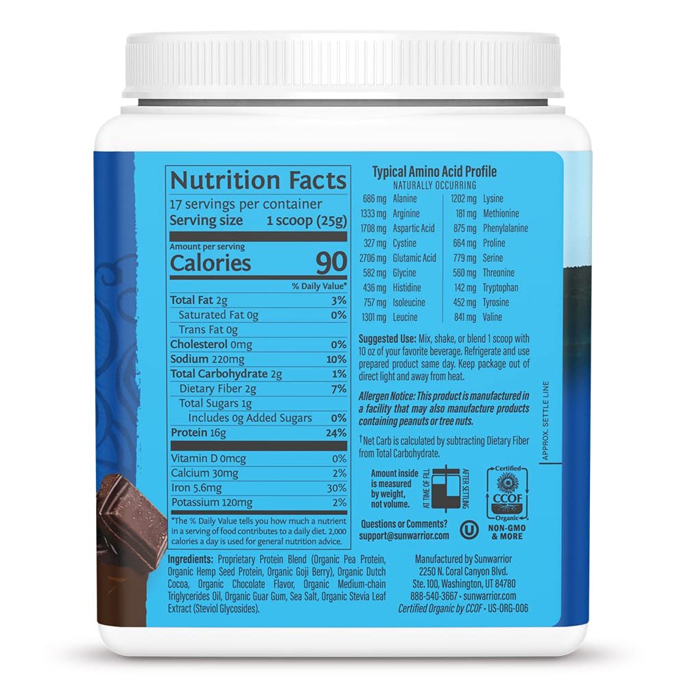 Bio pflanzliches Proteinpulver | veganes Bio-Proteinpulver Schokoladengeschmack mit BCAA-Aminosäuren & Hanf-Erbsen-Mischung | Nicht-GVO, sojafrei, milchfrei & glutenfrei (Schokolade, 17 Portionen)