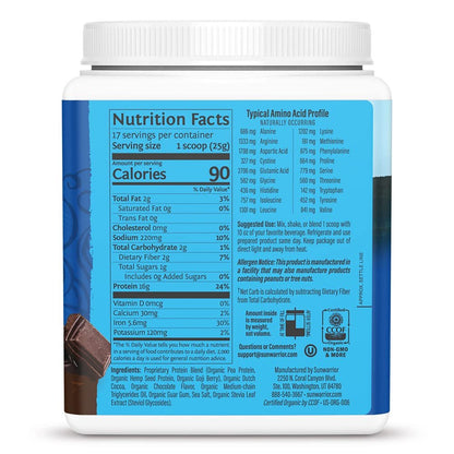 Bio pflanzliches Proteinpulver | veganes Bio-Proteinpulver Schokoladengeschmack mit BCAA-Aminosäuren & Hanf-Erbsen-Mischung | Nicht-GVO, sojafrei, milchfrei & glutenfrei (Schokolade, 17 Portionen)