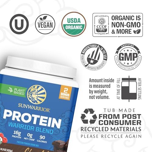 Bio pflanzliches Proteinpulver | veganes Bio-Proteinpulver Schokoladengeschmack mit BCAA-Aminosäuren & Hanf-Erbsen-Mischung | Nicht-GVO, sojafrei, milchfrei & glutenfrei (Schokolade, 17 Portionen)