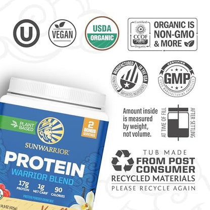 Bio pflanzliches Proteinpulver | Veganes Bio-Proteinpulver Vanillegeschmack mit BCAA-Aminosäuren & Hanfsamen-Erbsen-Mischung | Nicht-GMO, Soja-, Milch- und glutenfrei (Vanille, 17 Portionen)