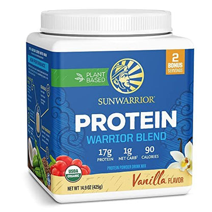 Bio pflanzliches Proteinpulver | Veganes Bio-Proteinpulver Vanillegeschmack mit BCAA-Aminosäuren & Hanfsamen-Erbsen-Mischung | Nicht-GMO, Soja-, Milch- und glutenfrei (Vanille, 17 Portionen)