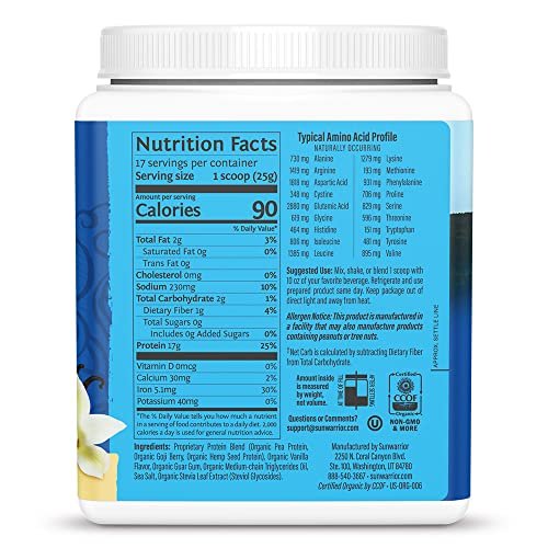 Bio pflanzliches Proteinpulver | Veganes Bio-Proteinpulver Vanillegeschmack mit BCAA-Aminosäuren & Hanfsamen-Erbsen-Mischung | Nicht-GMO, Soja-, Milch- und glutenfrei (Vanille, 17 Portionen)