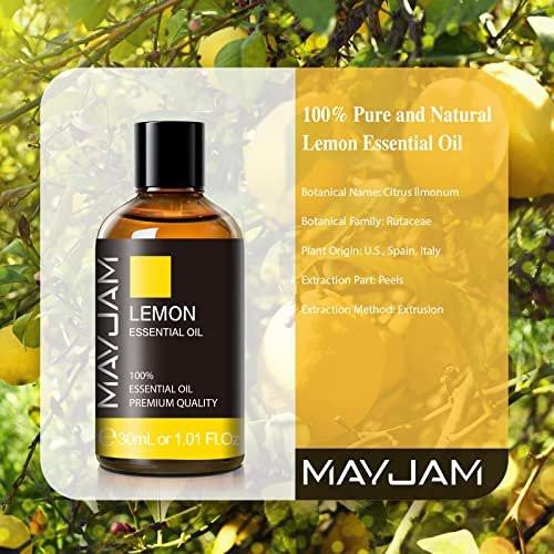 MAYJAM Zitronenöl 30ml – Premium ätherisches Zitronenöl mit Glaspipette für Aromatherapie-Diffuser, Kerzen- und Seifenherstellung