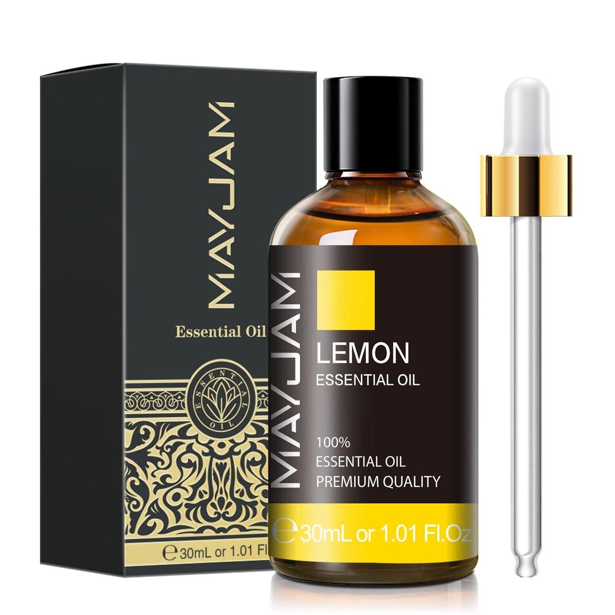 MAYJAM Zitronenöl 30ml – Premium ätherisches Zitronenöl mit Glaspipette für Aromatherapie-Diffuser, Kerzen- und Seifenherstellung