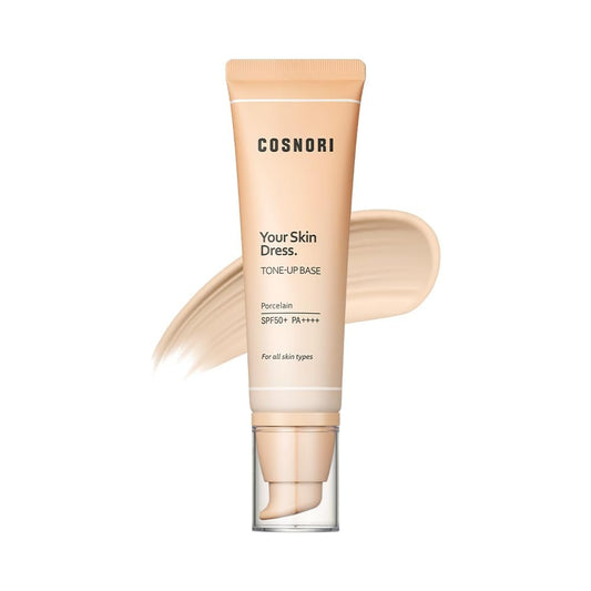 COSNORI Your Skin Dress Tone up Base – Poren & Unreinheiten kaschieren – Farbkorrigierende Make-up-Grundierung mit Niacinamid – K Beauty – Porzellan für kühle & warme Hauttöne, 50 ml