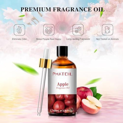 PHATOIL Apfelduftöl 100ml – Natürliches Aromaöl für Diffuser, Aromatherapie, DIY Kerzen & Seifen