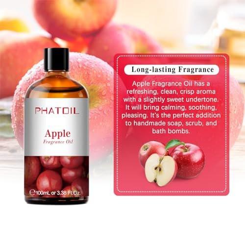 PHATOIL Apfelduftöl 100ml – Natürliches Aromaöl für Diffuser, Aromatherapie, DIY Kerzen & Seifen