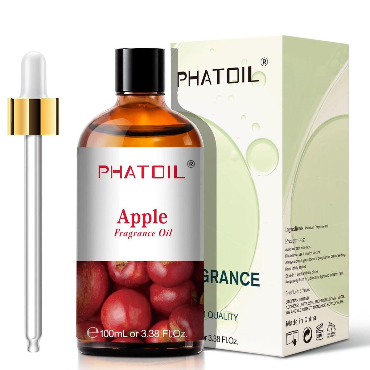PHATOIL Apfelduftöl 100ml – Natürliches Aromaöl für Diffuser, Aromatherapie, DIY Kerzen & Seifen